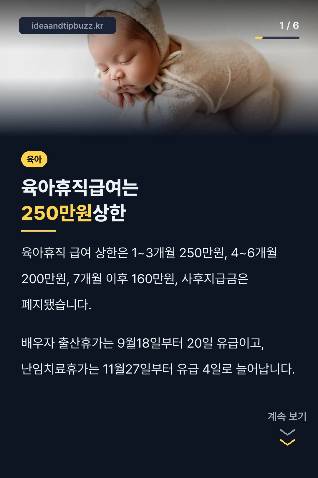 육아휴직급여는 250만원상한