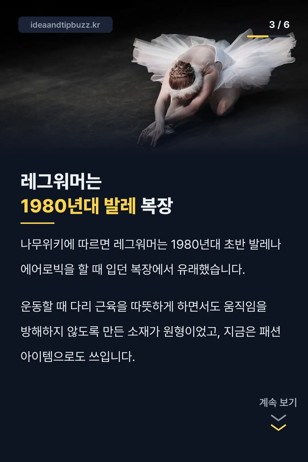 레그워머는 1980년대 발레 복장